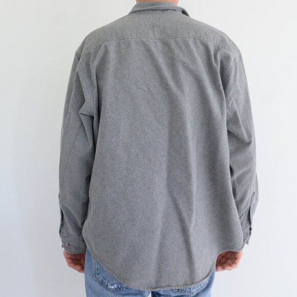 Vintage Gander Mountain Heavyweight Thick Cotton Outdoor Gray Button Up Shirt L - Picture 2 of 10